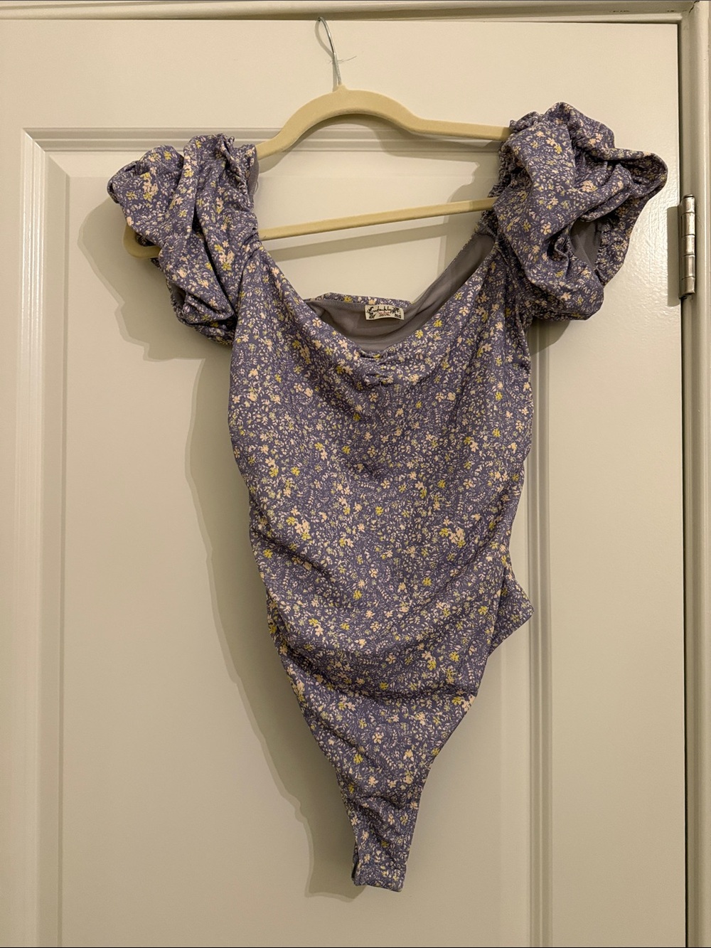 Free People Lavender Floral Scoop Neck Top